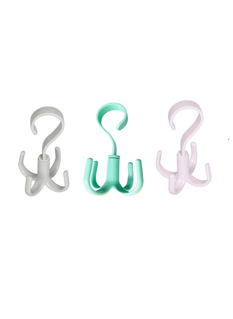 MAAGHI MAAGHI 360 Degree Rotatable Hook I Multipurpose Hooks for Bathroom Home Dcor I Plastic Hooks for Wall Heavy Duty Clothes Hanging Kitchen Accessories Items Hangers Hook Assorted Pk of 3  - Image 1
