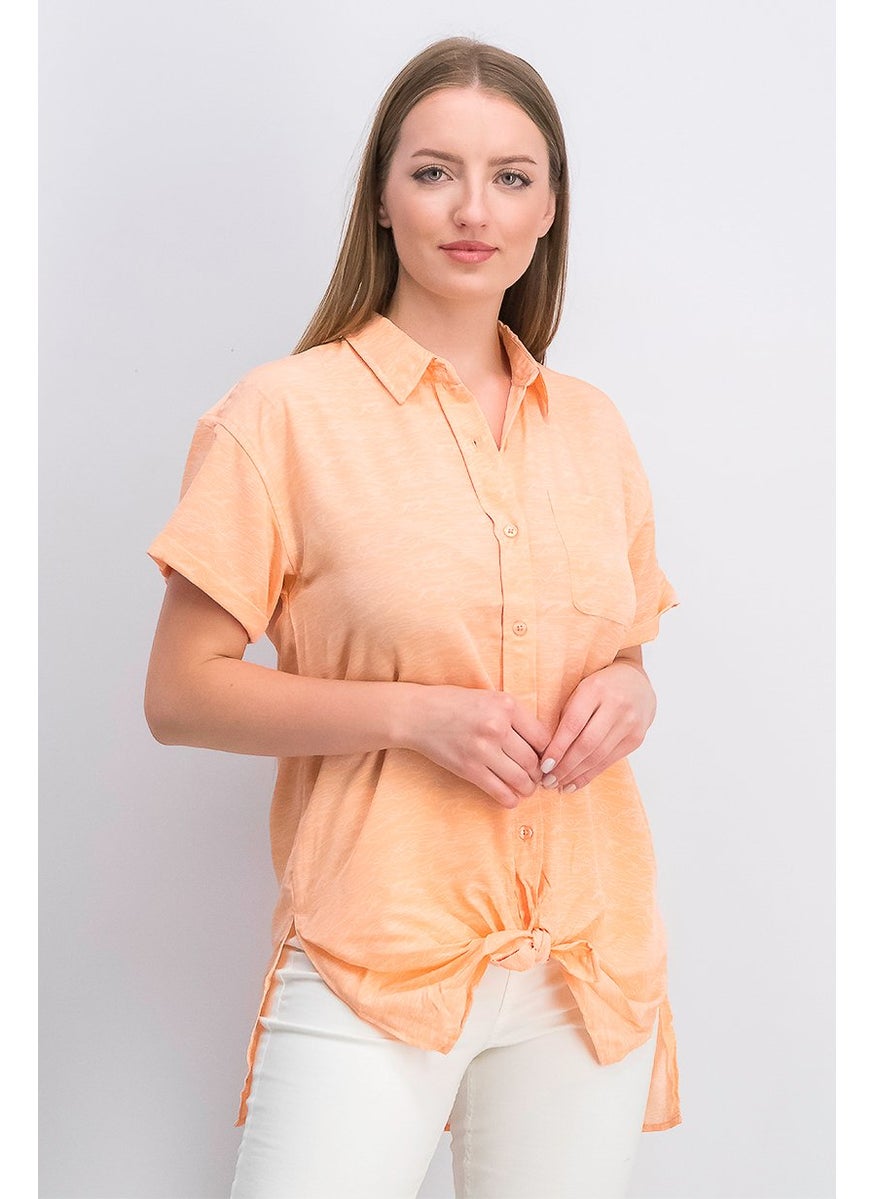 Women Spread Collar Short Sleeve Printed Top, Orange - pzsku/Z1A0F8146703703A170EAZ/45/_/1724351030/6e493099-6925-419e-954c-bb8b089e6121