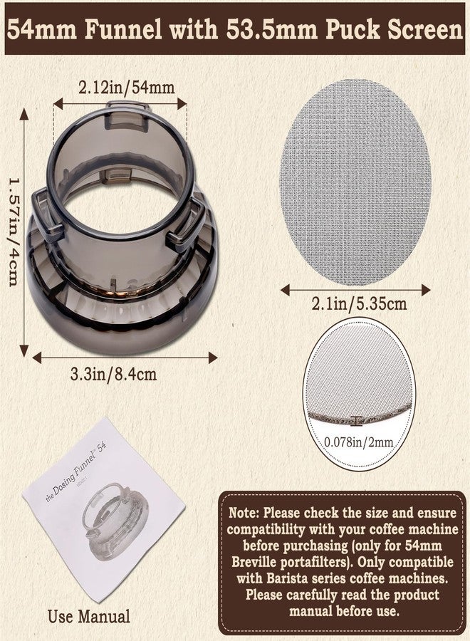 Catcan 54mm Dosing Funnel with 53.5mm Puck Screen, Catcan Espresso Portafilter Funnel for Breville Series Barista - Image 2
