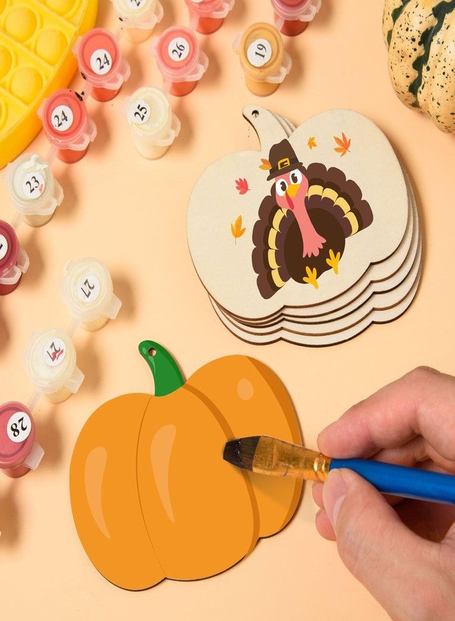 AWIZOM 72 Pcs Pumpkin Wood Cutouts Unfinished Fall Wooden Ornaments Blank Pumpkin Wooden Slices with Hole Thanksgiving Hanging Decoration with Twine for Halloween Autumn Harvest DIY Crafts,3.94x3.35 - Image 3