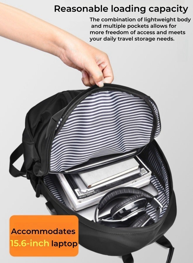 XiuWoo Waterproof Backpack Business Travel Laptop Bag USB Charging Large Capacity School Bag - Black  - Image 4