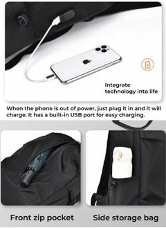 XiuWoo Waterproof Backpack Business Travel Laptop Bag USB Charging Large Capacity School Bag - Black  - Image 5