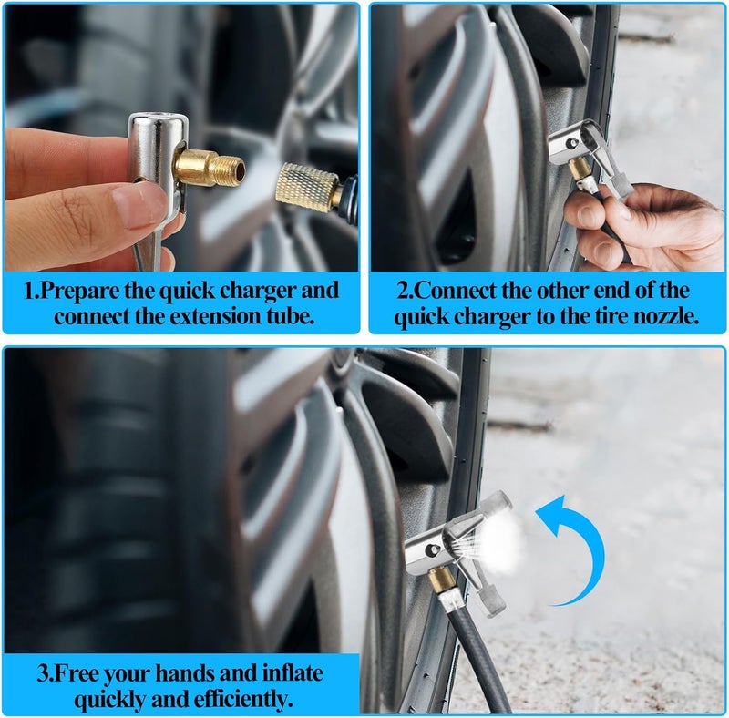 Trinkrittey 2-Packs Lock On Air Chuck Tire Inflator Hose Adapter - Image 3