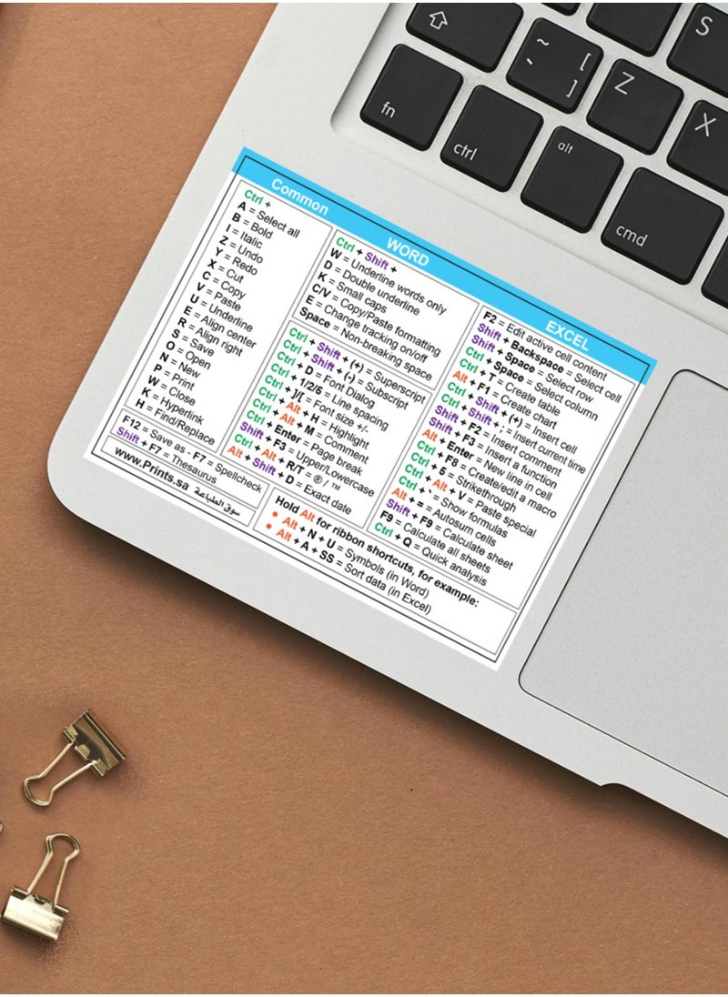 Excel and Word English Keyboard Shortcuts Sticker – Master Office Programs