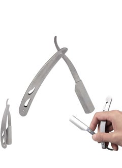 General Barber Straight Razor, Stainless Steel Manual Shaving Blade Holder Barber Folding Shaving Knife Rack Silver  - Image 1