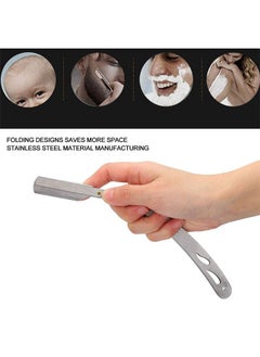 General Barber Straight Razor, Stainless Steel Manual Shaving Blade Holder Barber Folding Shaving Knife Rack Silver  - Image 2