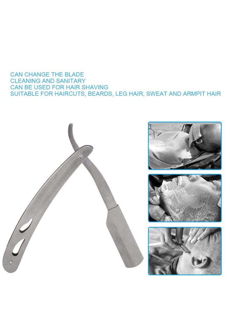 General - Barber Straight Razor, Stainless Steel Manual Shaving Blade Holder Barber Folding Shaving Knife Rack Silver - Image 1