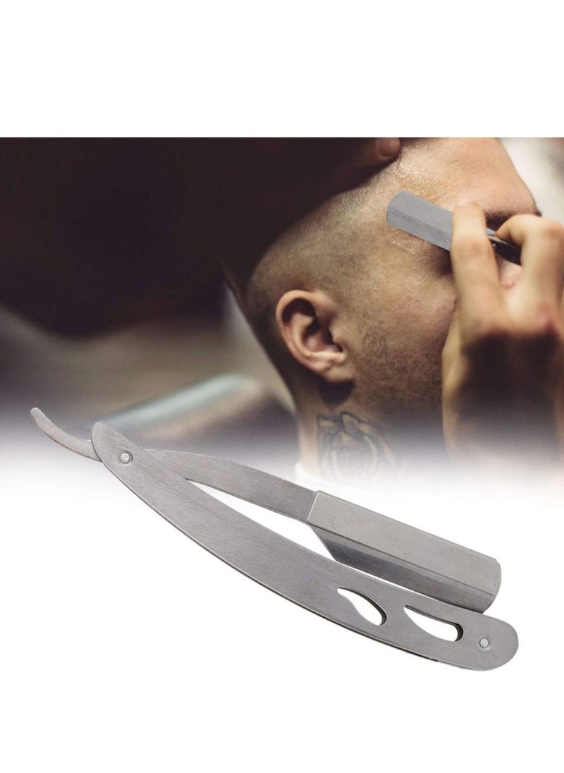 General - Barber Straight Razor, Stainless Steel Manual Shaving Blade Holder Barber Folding Shaving Knife Rack Silver - Image 1
