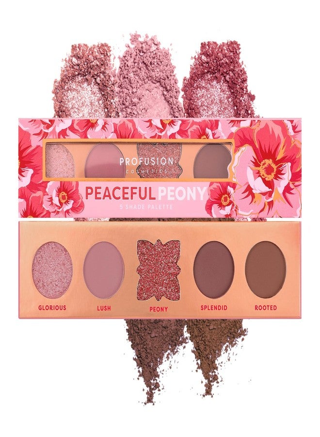 Profusion Cosmetics Blooming Hues 5 Shade Eye Shadow Pallete - Peaceful Peony (4.9 g) - Image 1