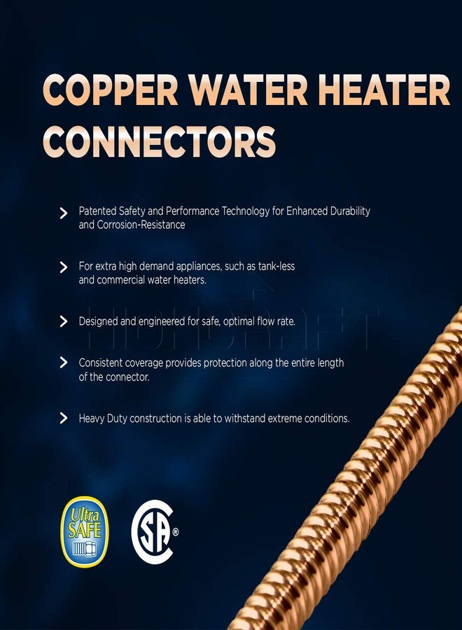 موصل Flextron FTWC-C34-18A بطول 18 بوصة لسخان المياه مع طرفي FIP بقياس 3/4 بوصة وFIP بقياس 3/4 بوصة، نحاسي - Image 4