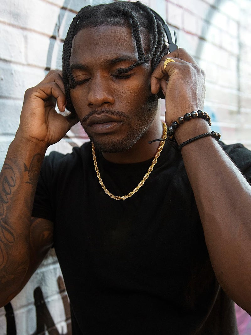 U7 Rope Chain for Men 18K Gold Plated Hip Hop Link 9MM Chunky Twisted Rope Chain Necklace 22 Inch - Image 2