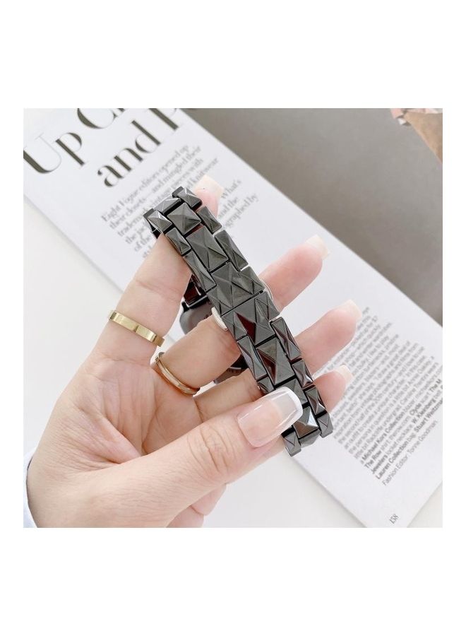 NIBEMINENT Rhombic Grid Ceramics Replacement Strap Watchband For Apple Watch Series 7/6/5/4/3/2/1/SE 45/44/42mm White - Image 4