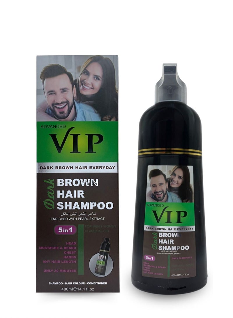 VIP Hair coloring shampoo Dark Brown  400ml - Image 1