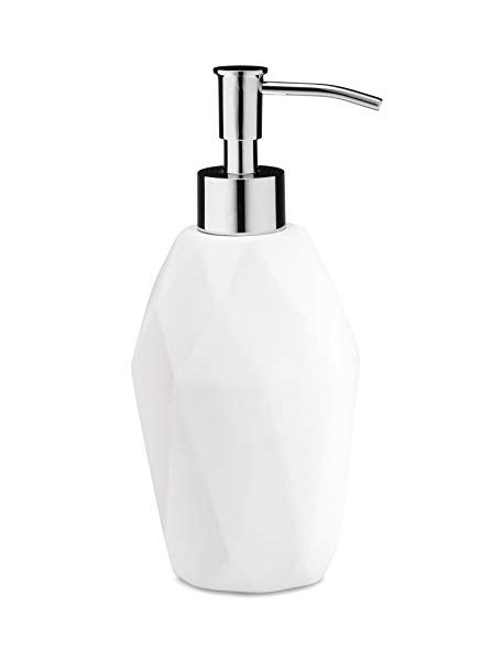 Essentra Home Essentra Home Modern White Collection Soap Dispenser with Chrome Metal Pump  12oz 