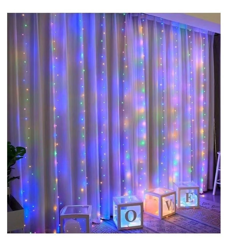 JAYATO 3x3M LED Curtain Fairy Lights with Remote, 300 LEDs Warm White USB String Lights, 8 Modes Decorative Lights for Bedroom, Garden, Diwali, Ramadan, Wedding, Party & Home Decor - Image 2