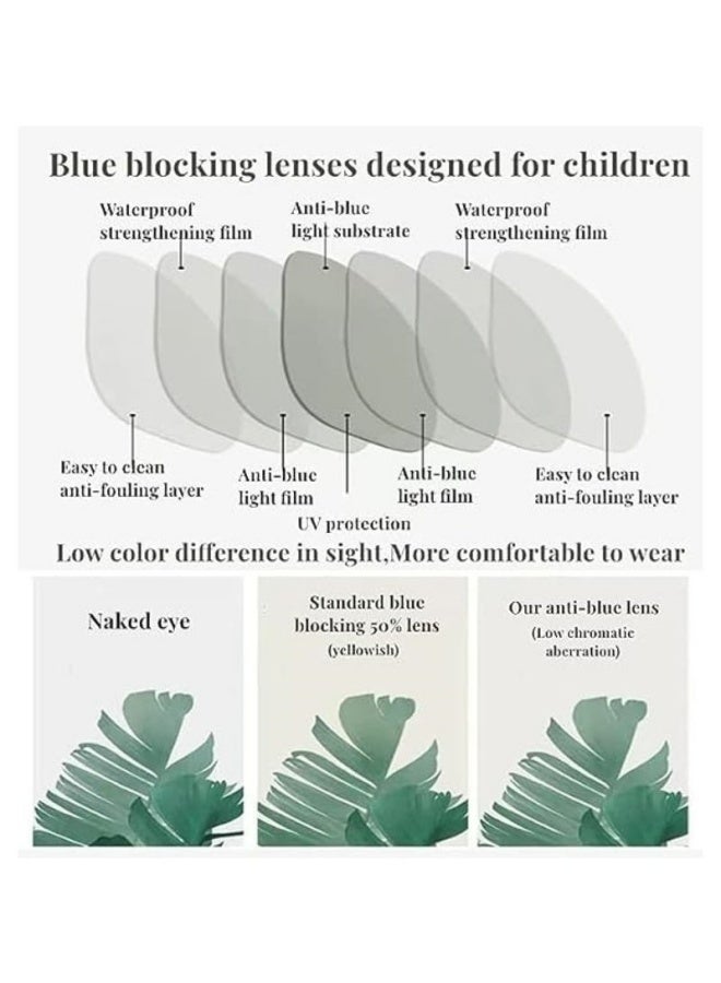 Kids Blue Light Blocking Glasses Silicon Material Light Weight Frame Anti Eyestrain UV Blocking Eyeglasses for 3 to 10 Year Old Boys Girls Reading Gaming Computer School Home Use Pink - Image 4