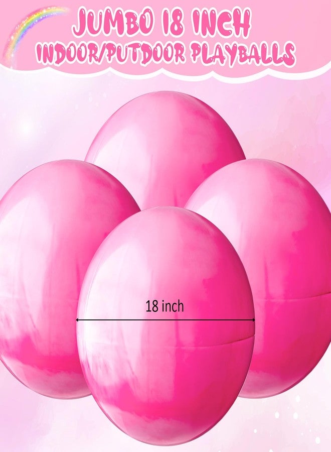 Chumia 18 Inch Fun Bouncy Balls 5 Pcs Rubber Inflatable Beach Ball Bouncing Sensory Playballs with Hand Air Pump for Park Backyard Beach Indoor Outdoor Party Favors(Pink) - Image 3