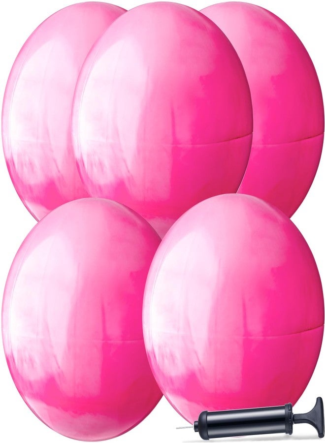 Chumia 18 Inch Fun Bouncy Balls 5 Pcs Rubber Inflatable Beach Ball Bouncing Sensory Playballs with Hand Air Pump for Park Backyard Beach Indoor Outdoor Party Favors(Pink) - Image 1