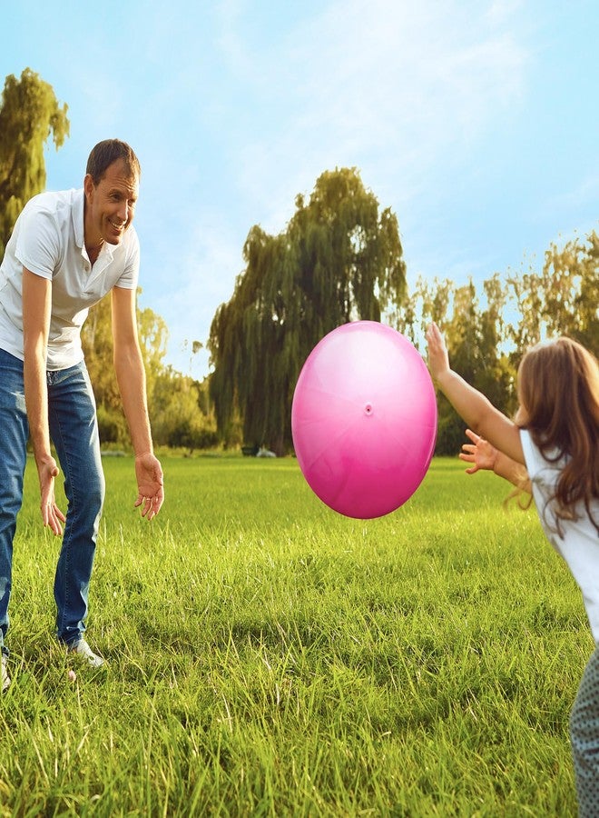 Chumia 18 Inch Fun Bouncy Balls 5 Pcs Rubber Inflatable Beach Ball Bouncing Sensory Playballs with Hand Air Pump for Park Backyard Beach Indoor Outdoor Party Favors(Pink) - Image 5