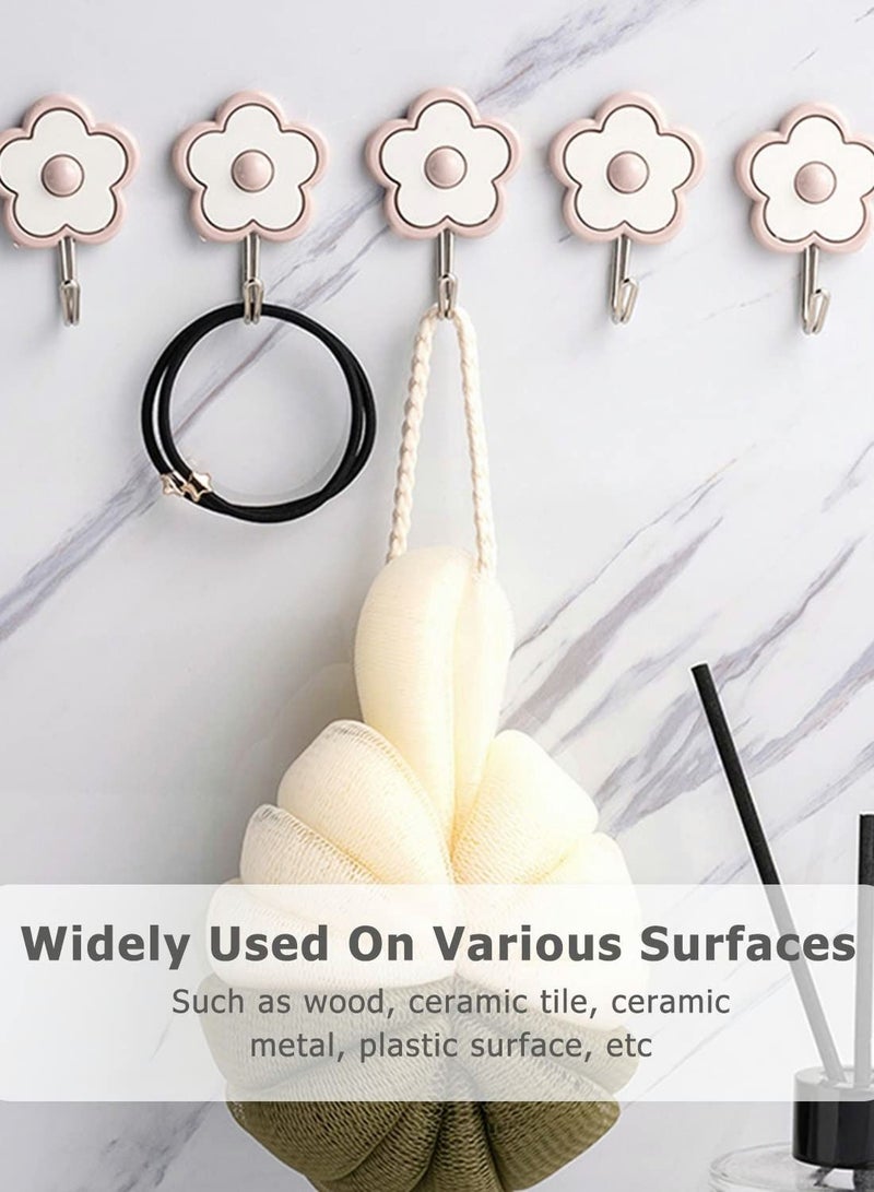 Y&D Cute Floret Utility Hooks Heavy Duty Up to 5 Pounds, Waterproof and Oil Proof. Hanging Key. Stick On Wall Kitchen Bathroom Ceiling Or Office Windows Hangers-Pink [5 Pack] - Image 4