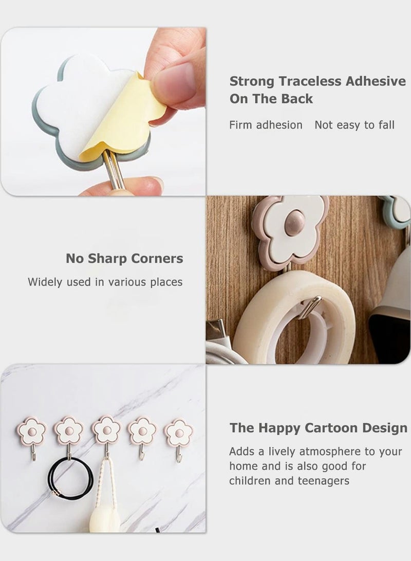 Y&D Cute Floret Utility Hooks Heavy Duty Up to 5 Pounds, Waterproof and Oil Proof. Hanging Key. Stick On Wall Kitchen Bathroom Ceiling Or Office Windows Hangers-Pink [5 Pack] - Image 3