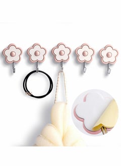 Y&D Cute Floret Utility Hooks Heavy Duty Up to 5 Pounds, Waterproof and Oil Proof. Hanging Key. Stick On Wall Kitchen Bathroom Ceiling Or Office Windows Hangers-Pink [5 Pack]  - Image 1