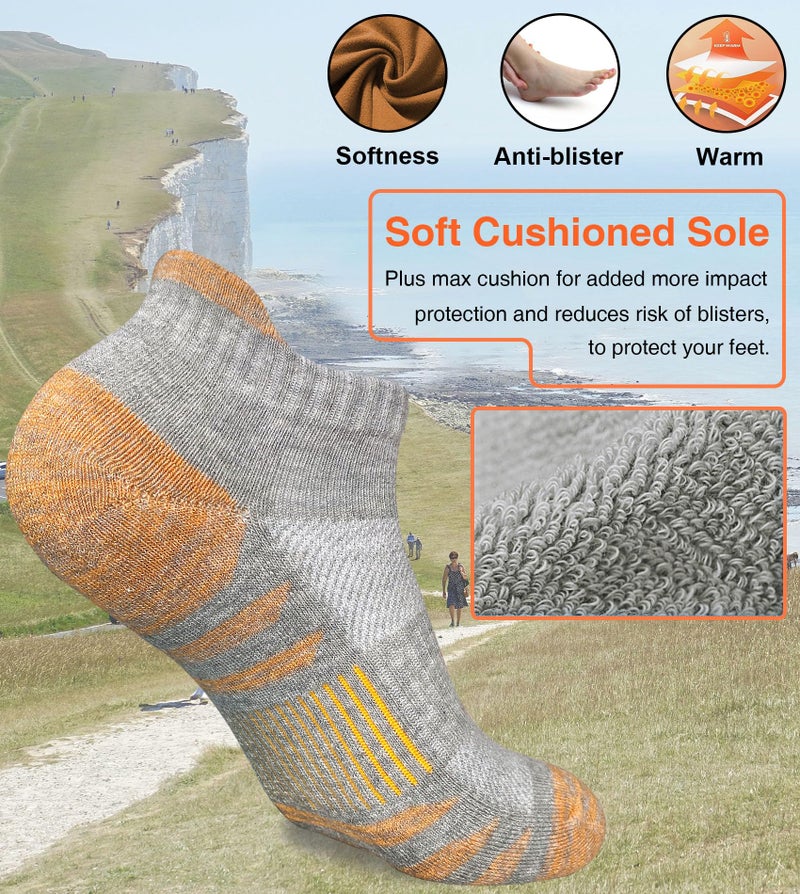 Heyoboy Womens Ankle Anti-blister Thick Cushioned Wicking Odor Resist Athletic Running Socks, Size 6-9, Grey 5 Pairs - Image 3