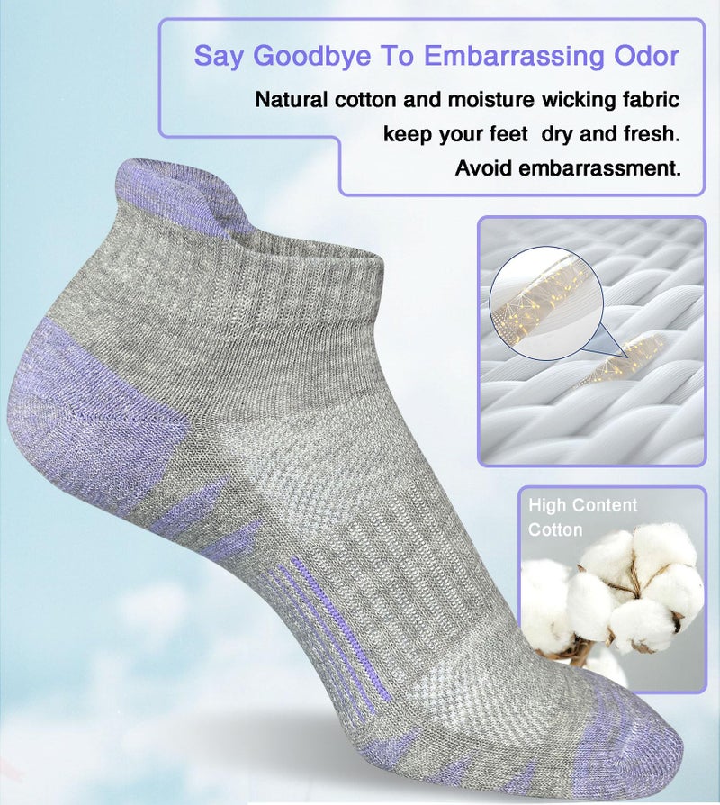 Heyoboy Womens Ankle Anti-blister Thick Cushioned Wicking Odor Resist Athletic Running Socks, Size 6-9, Grey 5 Pairs - Image 5