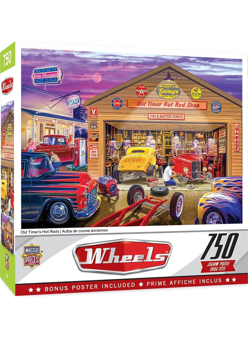 MasterPieces 750 Piece Jigsaw Puzzle for Adults, Family, Or Kids - Old Timer's Hot Rods - 18"x24" - Image 1