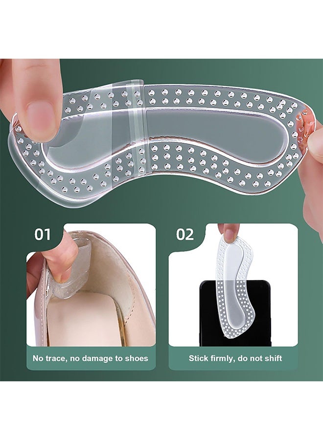 4 Pairs Transparent Silicone Heel Stickers Inserts, Non-Slip Cushion Pads for Foot Heel Care, Comfortable Protector Set for Men & Women Shoes - Image 4