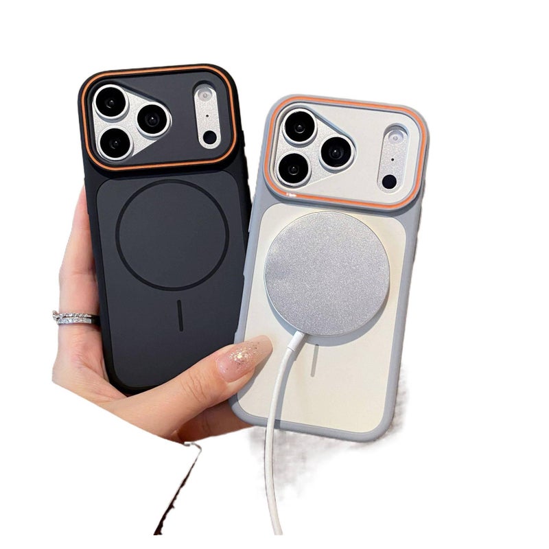 غطاء MagSafe بPC لـ iPhone 16 / 16 Plus / 16 Pro / 16 Pro Max مع حماية من السقوط ومغناطيس قوي مع مقاوم للصدمات مع تصميم تباين الألوان باللون برتقالي مغناطيسي - Image 2