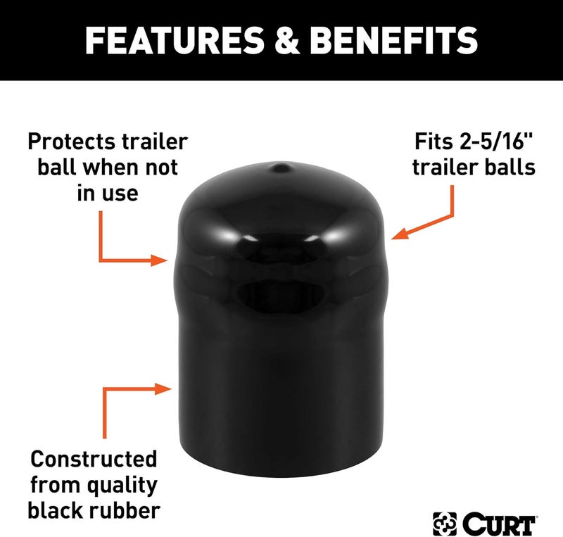 CURT 21810 Black Rubber Trailer Hitch Ball Cover for 2-5/16-Inch Diameter - Image 3