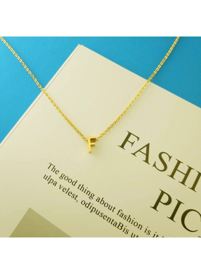 Julia Store Dainty Initial Necklaces for Women 18K Gold Plated Stainless Steel Trendy Letter Necklace Personalized Initial Love Pendant Necklace Tiny Letter Name Necklaces Gift for Teen Girls - Letter (F) - Image 1