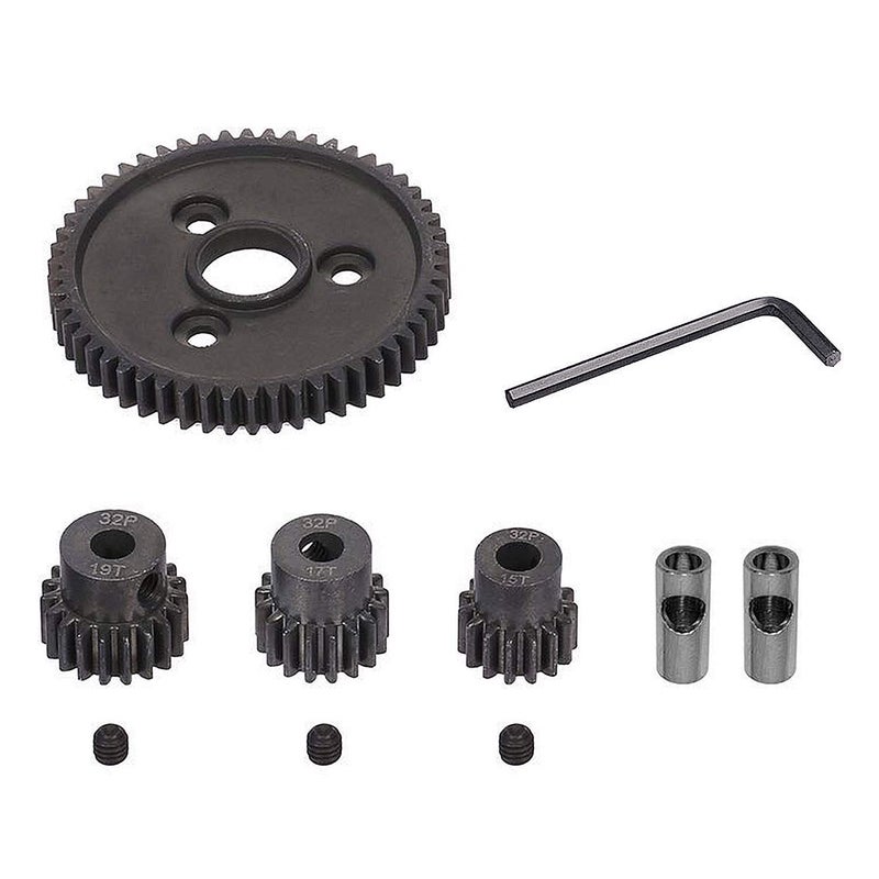 Globact 54T 0.8 32 Pitch Metal Steel 3956 Spur Gear with 15T/17T/19T Pinions Gear Set for Traxxas Slash 4x4 4WD/2WD VXL Rally VXL Stampede 4x4 1/10 Summit 1/10 E-REVO Parts