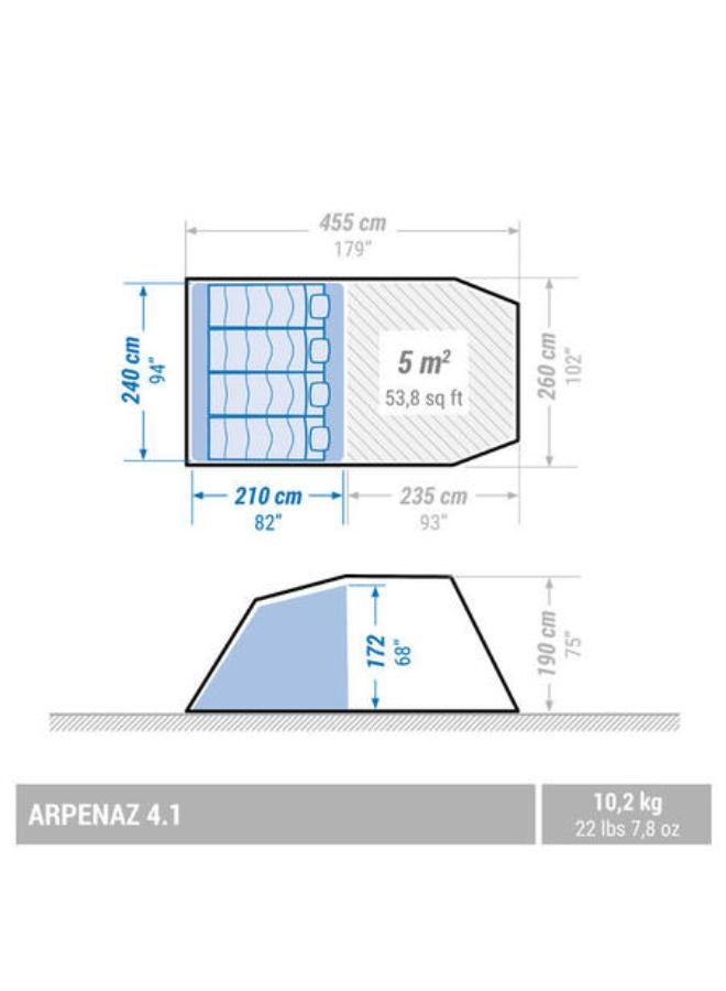 Quechua Camping tent with poles - Arpenaz 4.1 - 4 Person - 1 Bedroom - Image 2