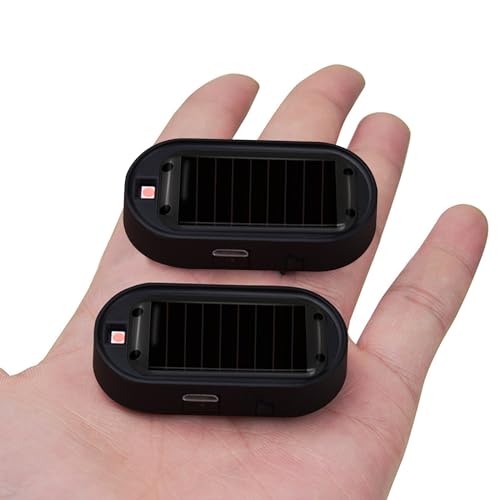 Shudyear Car Solar Power Simulated Dummy Alarm，New Model&Brighter & Clearer，Anti-Theft LED Flashing Security Light Fake lamp with USB Charger Port，2PCS (Red & Blue) - Image 3
