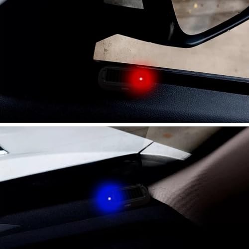 Shudyear Car Solar Power Simulated Dummy Alarm，New Model&Brighter & Clearer，Anti-Theft LED Flashing Security Light Fake lamp with USB Charger Port，2PCS (Red & Blue) - Image 5