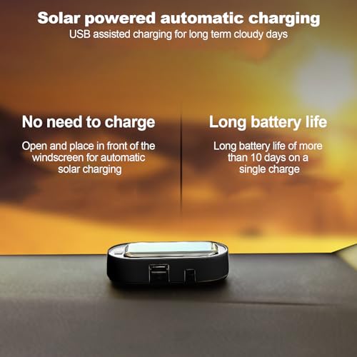 Shudyear Car Solar Power Simulated Dummy Alarm，New Model&Brighter & Clearer，Anti-Theft LED Flashing Security Light Fake lamp with USB Charger Port，2PCS (Red & Blue) - Image 4