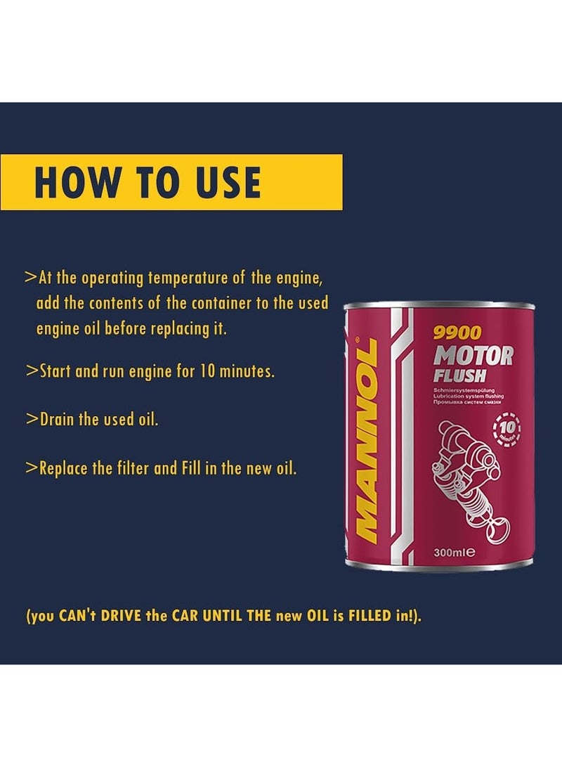 MANNOL 9900 Engine Flush Cleaner for Removing sediments, Dirt, Sludge and wear Products of Engine Parts Imported from Germany (1, 300 ML) - Image 4