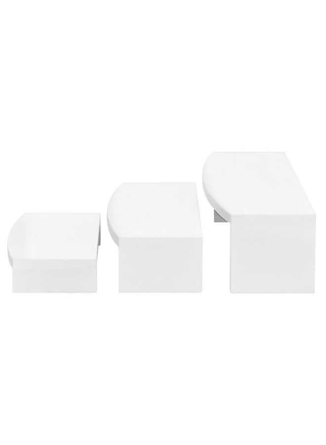 MOOCA 3-Piece Wooden Jewelry Display Risers - Multi-Function Retail Stands for Rings, Watches, Necklaces, Bracelets, and More - Various Heights, White Color - Image 4