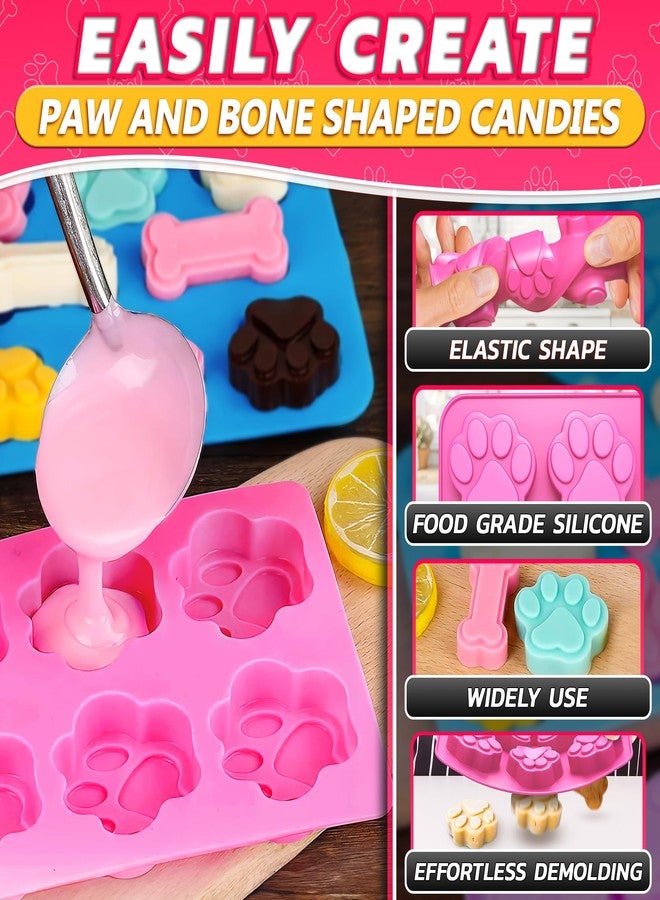 ZOKLU 2 Pcs Dog Treat Molds for Baking and Freezing - Bone & Paw Shaped Silicone Dog Treat Mold, Non-Sticking, Blue & Pink - Easy Release Design for Homemade Candies, Gingerbreads, Pudding and Jelly Sweets - Image 4