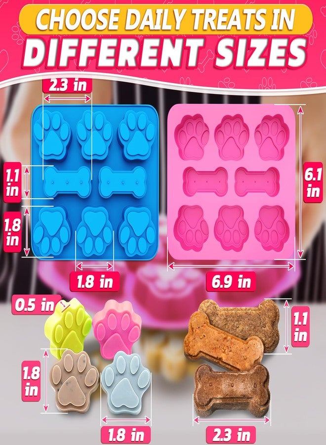 ZOKLU 2 Pcs Dog Treat Molds for Baking and Freezing - Bone & Paw Shaped Silicone Dog Treat Mold, Non-Sticking, Blue & Pink - Easy Release Design for Homemade Candies, Gingerbreads, Pudding and Jelly Sweets - Image 2