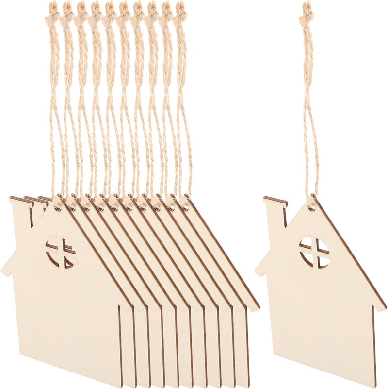 كلاراكو قطع منزل خشبي غير مكتمل من كلاركو، 20 قطعة من شرائح خشبية غير مطلية، زينة معلقة على شجرة عيد الميلاد، هدايا عيد الميلاد، قلادة للحرف اليدوية والفنية - Image 1