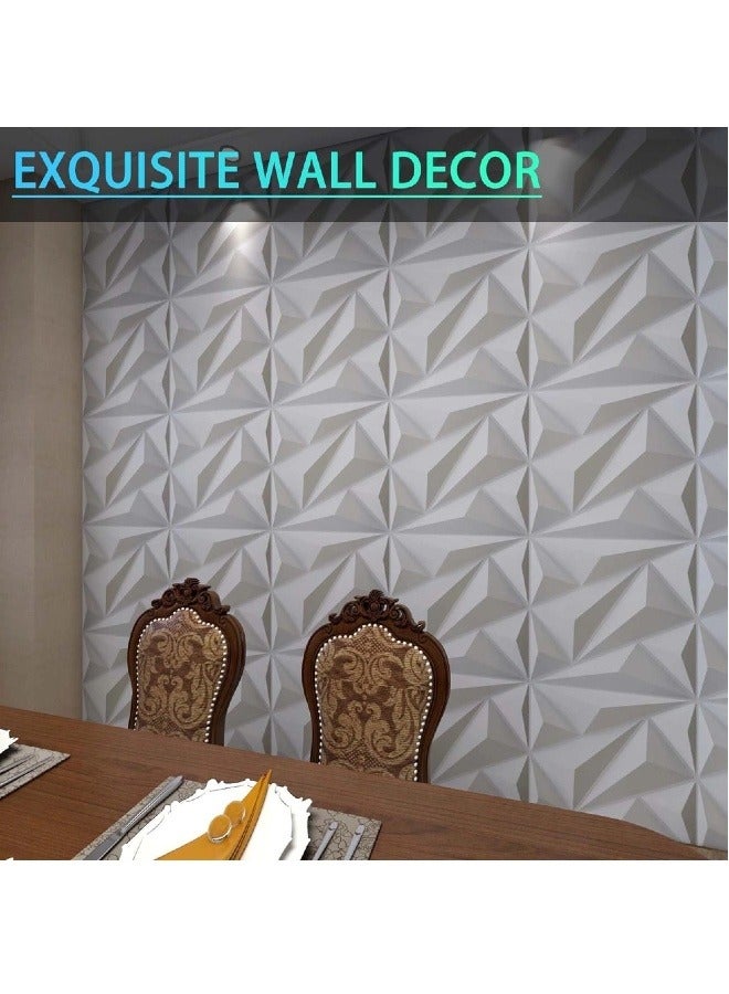 3D Wall Panel, Diamond Design, PVC Wall Panel, For Living Room, Bedroom, Hotel, Office Wall Decoration, 300*300mm Matt White  - Image 5