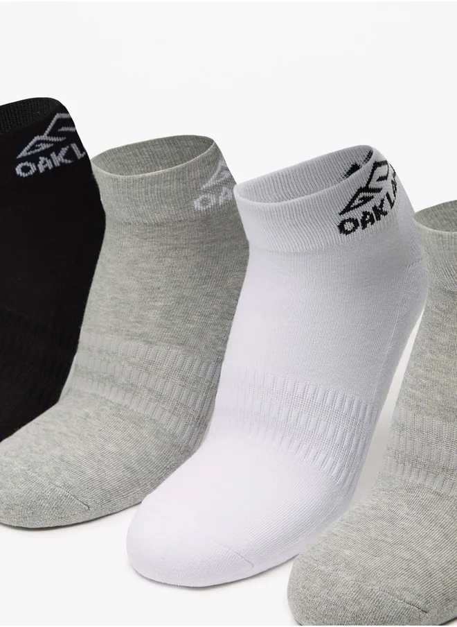 أوكلان Men's Logo Print Ankle Length Sports Socks - Set of 5