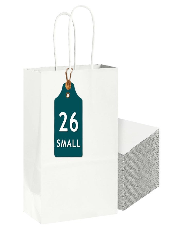 Bakepacker 26-Pack Small Size Gift Paper Bags with Handles Bulk 8.3"x6"x3.15" White Party Kraft Shopping Bags - Image 1