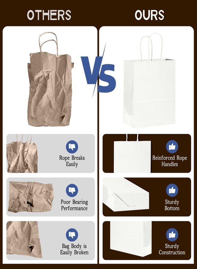 Bakepacker 26-Pack Small Size Gift Paper Bags with Handles Bulk 8.3"x6"x3.15" White Party Kraft Shopping Bags - Image 4