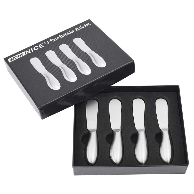 WoneNice 4-Piece Spreader Knife Set, Stainless Steel for Cheese Butter Jam, Dishwasher Safe Kitchen & Serving Utensils, Gift for Wedding Housewarming Christmas - Image 3