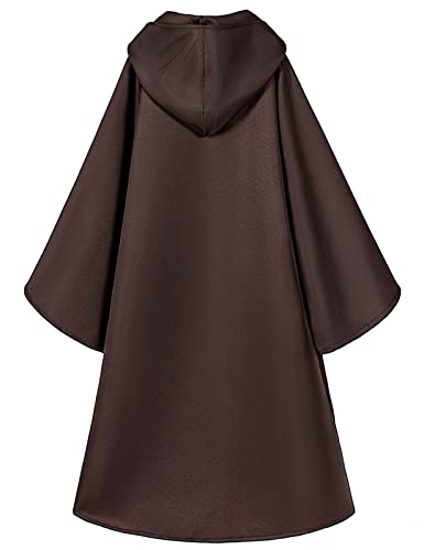 TOGROP Knight Costume for Kids Robe Hooded Boys Cloak Cosplay Brown 12-14 Years - Image 4