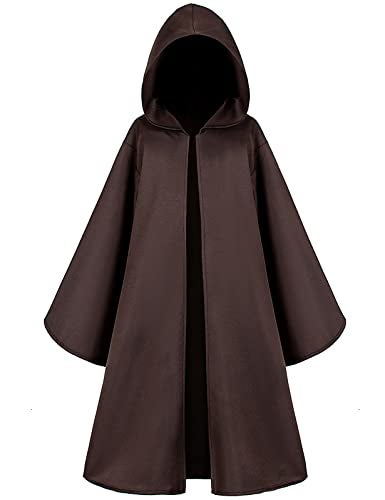 TOGROP Knight Costume for Kids Robe Hooded Boys Cloak Cosplay Brown 12-14 Years - Image 1